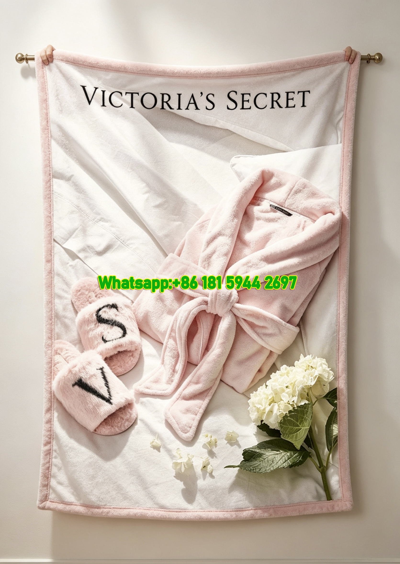 Victoria's Secret London Angels Print Fleece Throw Blanket V099